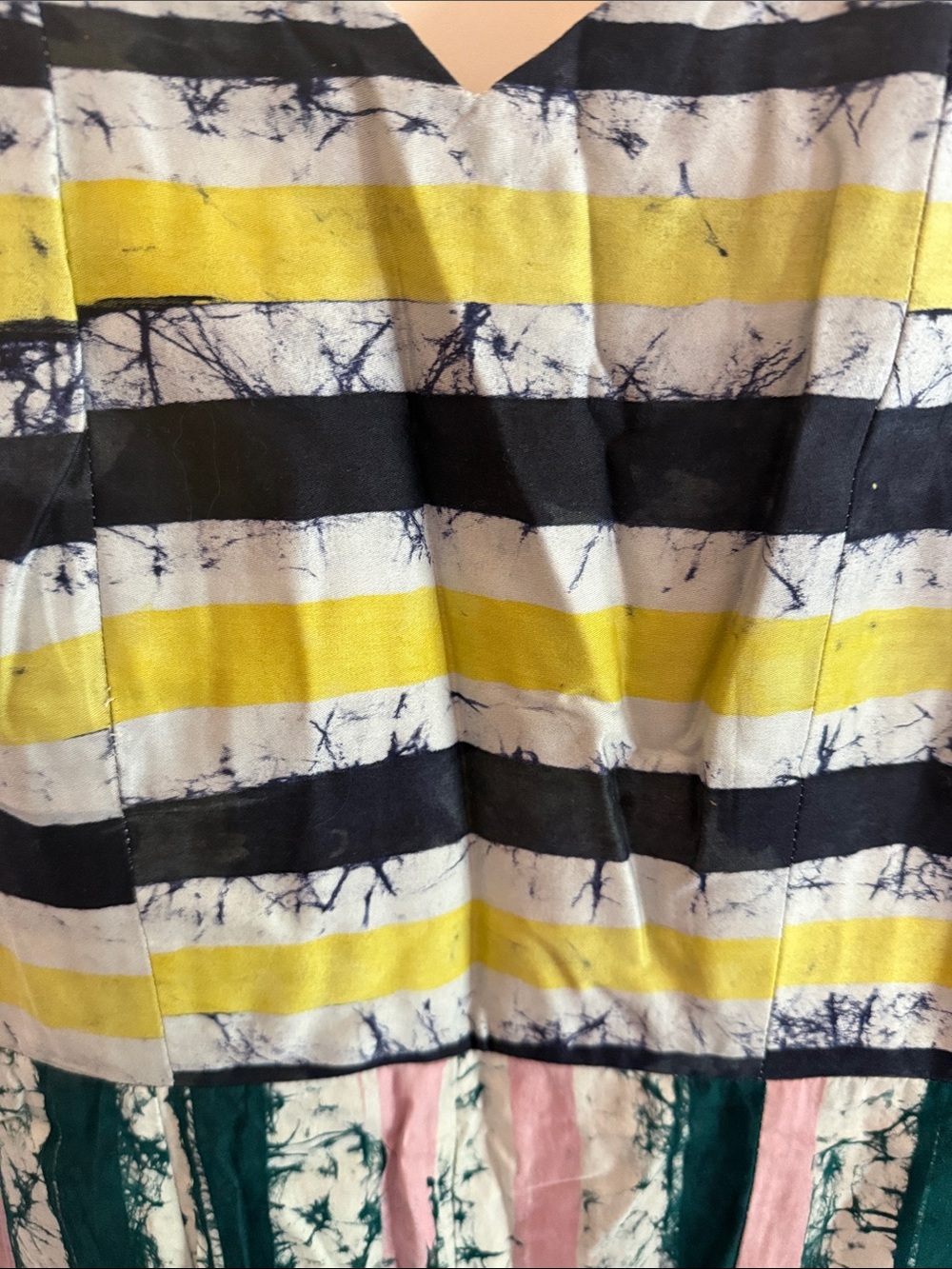Busayo Striped Crinkle Maxi Dress in Yellow, Green, Pink, Navy - Picture 3 of 8